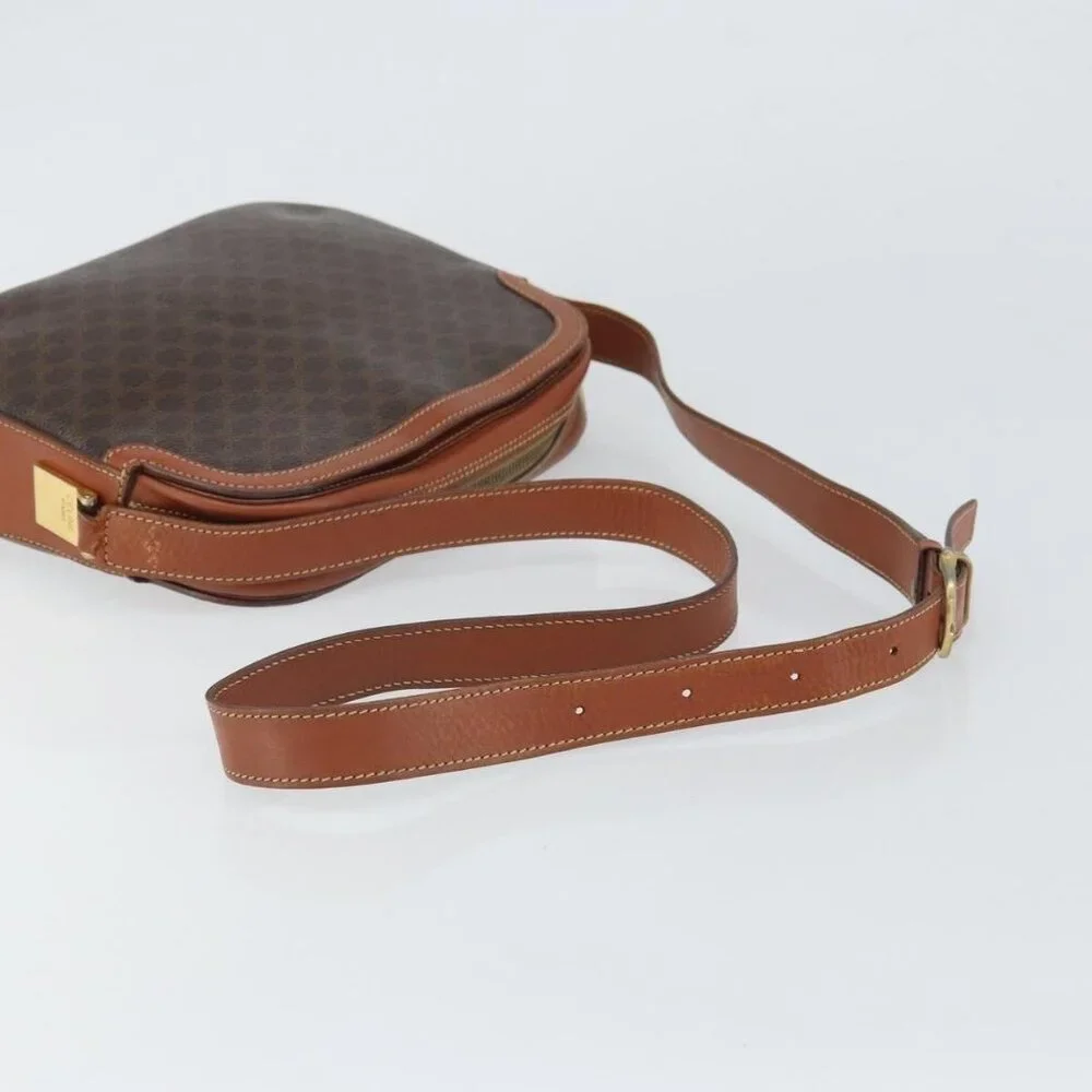 Authentic CELINE Macadam Canvas Shoulder Bag PVC Leather Brown Gold - Picture 14 of 16